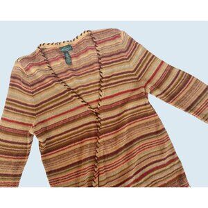 LAUREN RALPH LAUREN Open Front Striped Cardigan Size Small